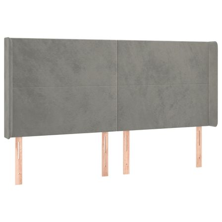 Tête de lit à LED Gris clair 163x16x118/128 cm Velours