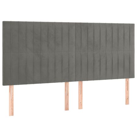 Tête de lit à LED Gris clair 200x5x118/128 cm Velours