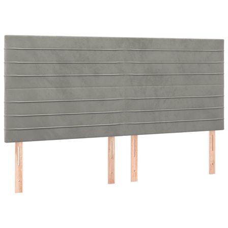 Tête de lit à LED Gris clair 200x5x118/128 cm Velours