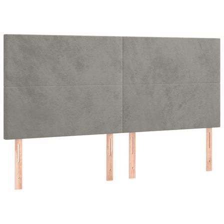 Tête de lit à LED Gris clair 200x5x118/128 cm Velours