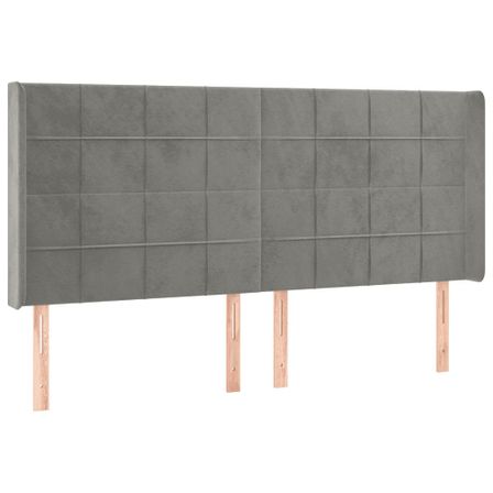 Tête de lit à LED Gris clair 203x16x118/128 cm Velours
