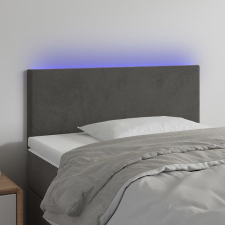 Tête de lit à LED Gris foncé 100x5x78/88 cm Velours
