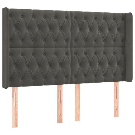 Tête de lit à LED Gris foncé 147x16x118/128 cm Velours