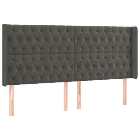 Tête de lit à LED Gris foncé 183x16x118/128 cm Velours
