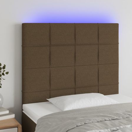 Tête de lit à LED Marron foncé 80x5x118/128 cm Tissu