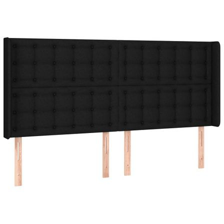 Tête de lit à LED Noir 183x16x118/128 cm Tissu