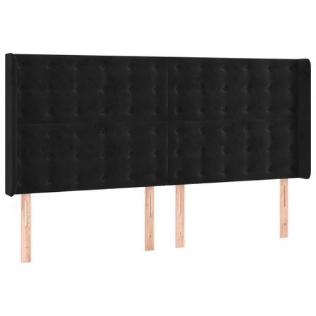 Tête de lit à LED Noir 203x16x118/128 cm Velours