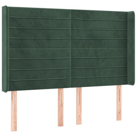 Tête de lit à LED Vert foncé 147x16x118/128 cm Velours