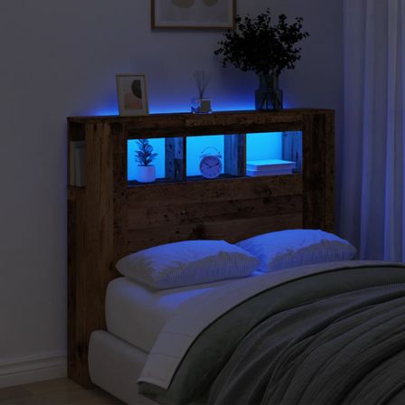 Tête de lit à LED vieux bois 120x18,5x103,5cm bois d'ingénierie