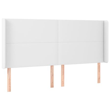 Tête de lit avec oreilles Blanc 163x16x118/128 cm Similicuir