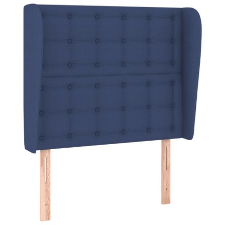 Tête de lit avec oreilles Bleu 103x23x118/128 cm Tissu