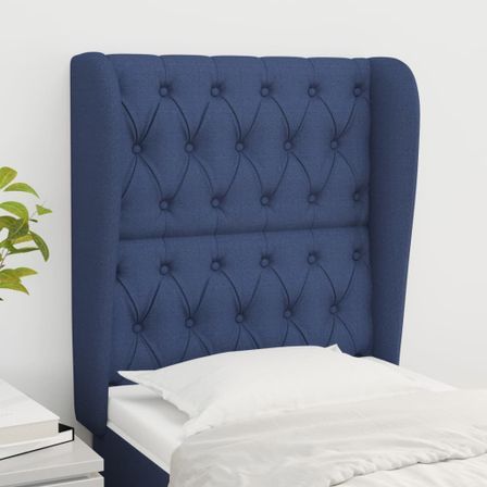 Tête de lit avec oreilles Bleu 83x23x118/128 cm Tissu