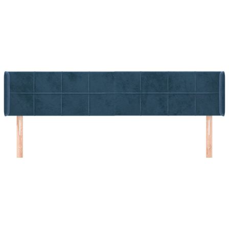 Tête de lit avec oreilles Bleu foncé 183x16x78/88 cm Velours