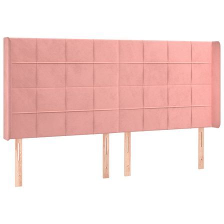 Tête de lit avec oreilles Rose 203x16x118/128 cm Velours