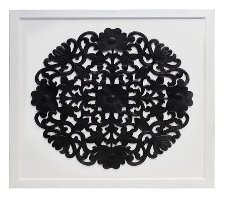 Tête de lit bois blanc et noir sculpté Grazzia 160