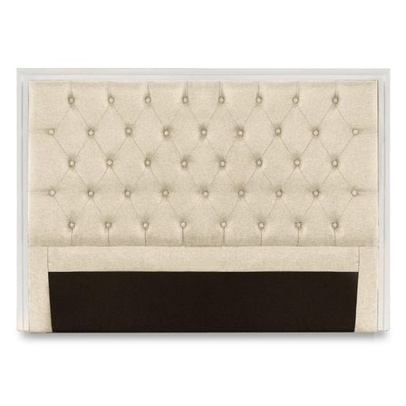 Tête de lit bois blanc et tissu beige Lorna 140 cm