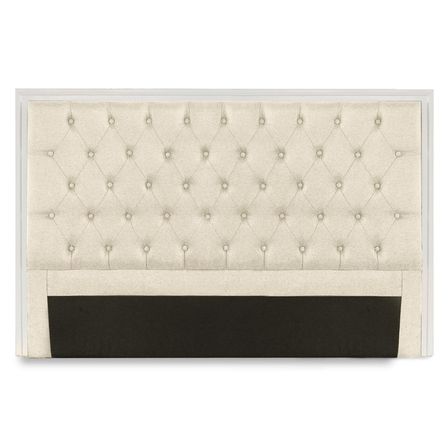 Tête de lit bois blanc et tissu beige Lorna 160 cm