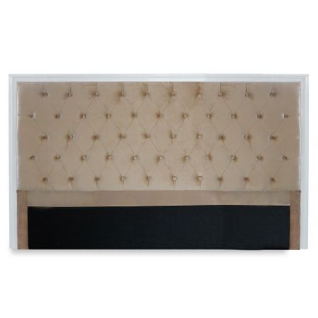 Tête de lit bois blanc et tissu taupe Lorna 180 cm