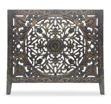 Tête de lit bois massif bronze sculpté Kotto 180 cm