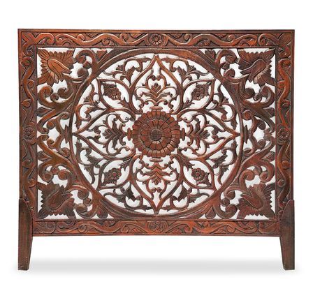 Tête de lit bois massif cuivré rouge sculpté Kotto 180 cm