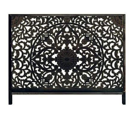 Tête de lit bois noir et doré sculpté Birkin 180