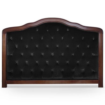 Tête de lit capitonnée velours noir et cadre en bois
