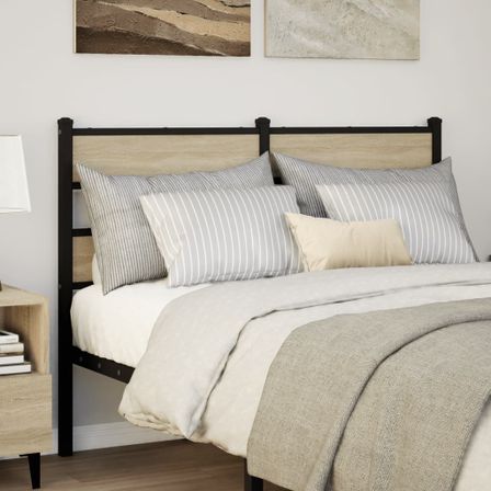 Tête de lit chêne sonoma 120 cm fer et bois d’ingénierie
