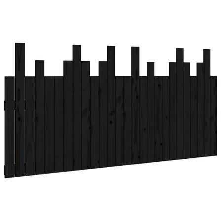 Tête de lit murale Noir 166x3x80 cm Bois massif de pin