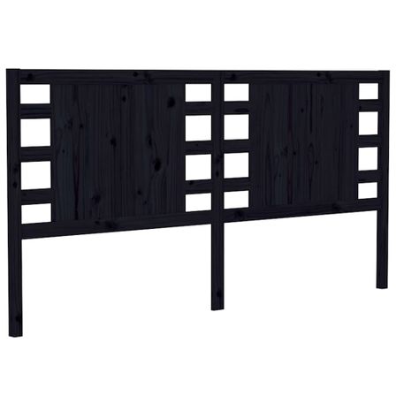 Tête de lit Noir 206x4x100 cm Bois massif de pin 2