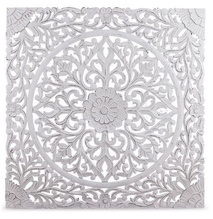 Tête de lit provençale bois sculpté peint blanc Flaria 140