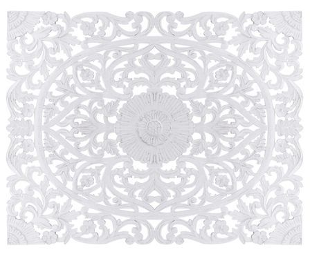 Tête de lit provençale bois sculpté peint blanc Flaria 180