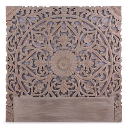 Tête de lit provençale bois sculpté peint marron Siera 140