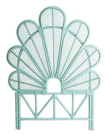 Tête de lit rotin bleu turquoise Ziyed 90 cm