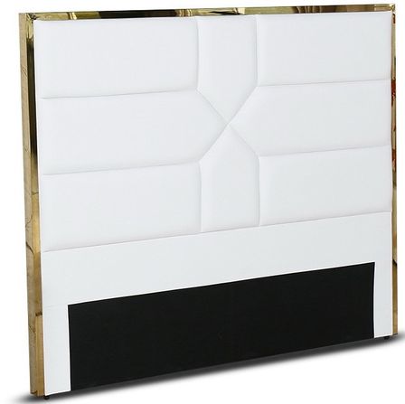 Tête de lit simili cuir blanc et effet laiton Delhie 160 cm