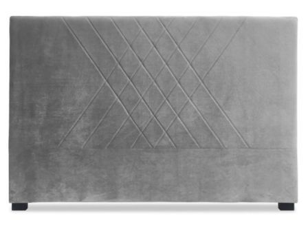 Tête de lit velours argent coutures en diagonale 140