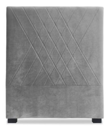 Tête de lit velours argent coutures en diagonale 90