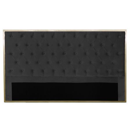 Tête de lit velours noir et métal doré Riella 180 cm