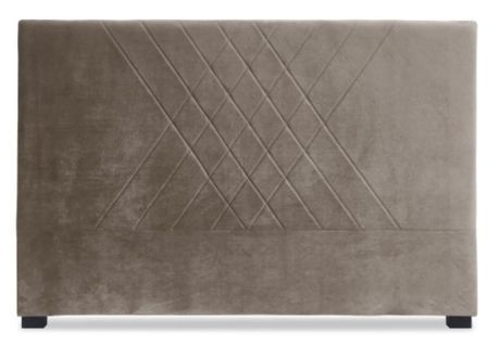 Tête de lit velours taupe coutures en diagonale Madie 140