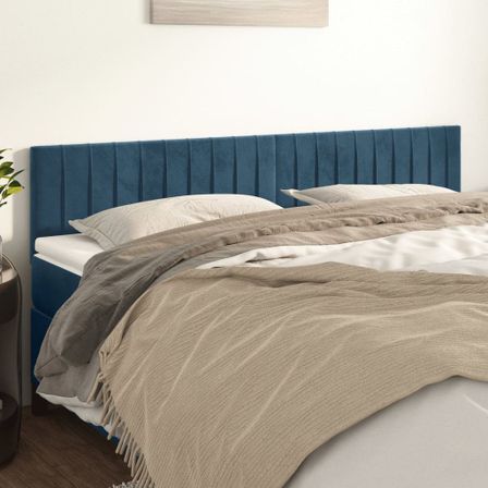 Têtes de lit 2 pcs Bleu foncé 90x5x78/88 cm Velours