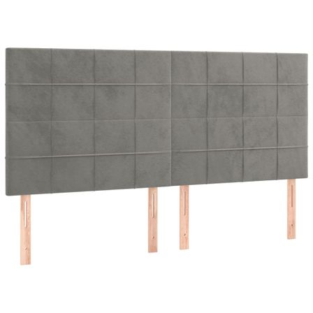 Têtes de lit 4 pcs Gris clair 100x5x78/88 cm Velours
