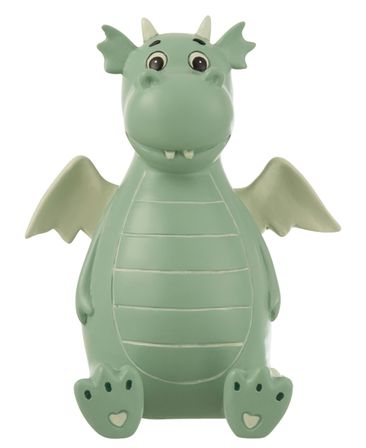 Tirelire dragon résine vert menthe Drago H 18 cm