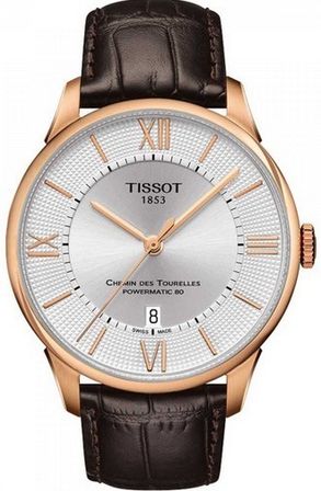 Tissot Chemin De Tourelles Powermatic 80 - Gent- Pvd Case - White Dial - Leather Strap -data - Roman Index - Swiss Made T0994073603800
