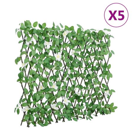Treillis de lierre artificiel extensible vert 5 pcs 186x70 cm