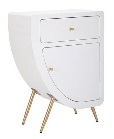 TTable de chevet Venus haute bois blanc design 70s