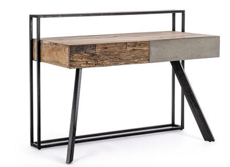 ureau industriel MANCHESTER – Bois de manguier & pieds acier noir