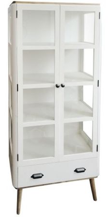 Vaisselier 2 porte 1 tiroir bois blanc et clair Haziel