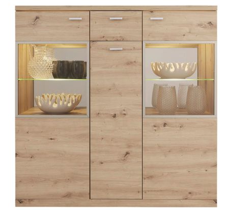 Vaisselier 2 portes mélaminé chêne artisan 135 cm