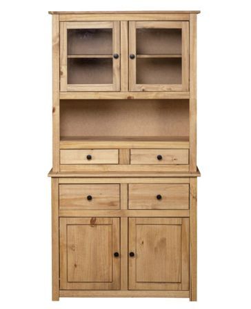 Vaisselier 4 portes 4 tiroirs en bois de pin massif Autika 93 cm – Élégance rustique et praticité