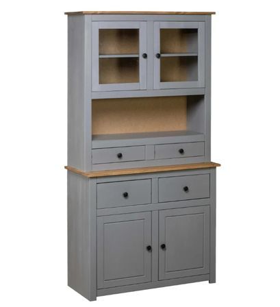 Vaisselier 4 portes 4 tiroirs en bois de pin massif Autika 93 cm – Élégance rustique et praticité