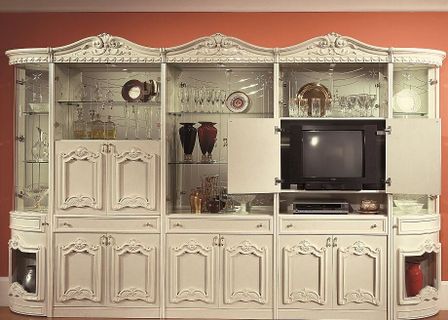 Vaisselier 5 pièces bois brillant beige Mercy